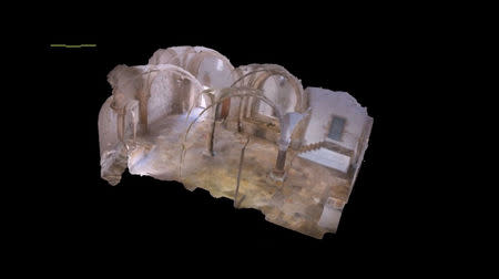 A still image taken from handout video footage obtained by Reuters TV on February 19, 2019 shows a 3D model, created using advanced technologies, of the Cenacle, a hall revered by Christians as the site of Jesus' Last Supper, in Mount Zion near Jerusalem's Old City. Courtesy ALEXANDER WIEGMANN, ISRAEL ANTIQUITIES AUTHORITY via REUTERS