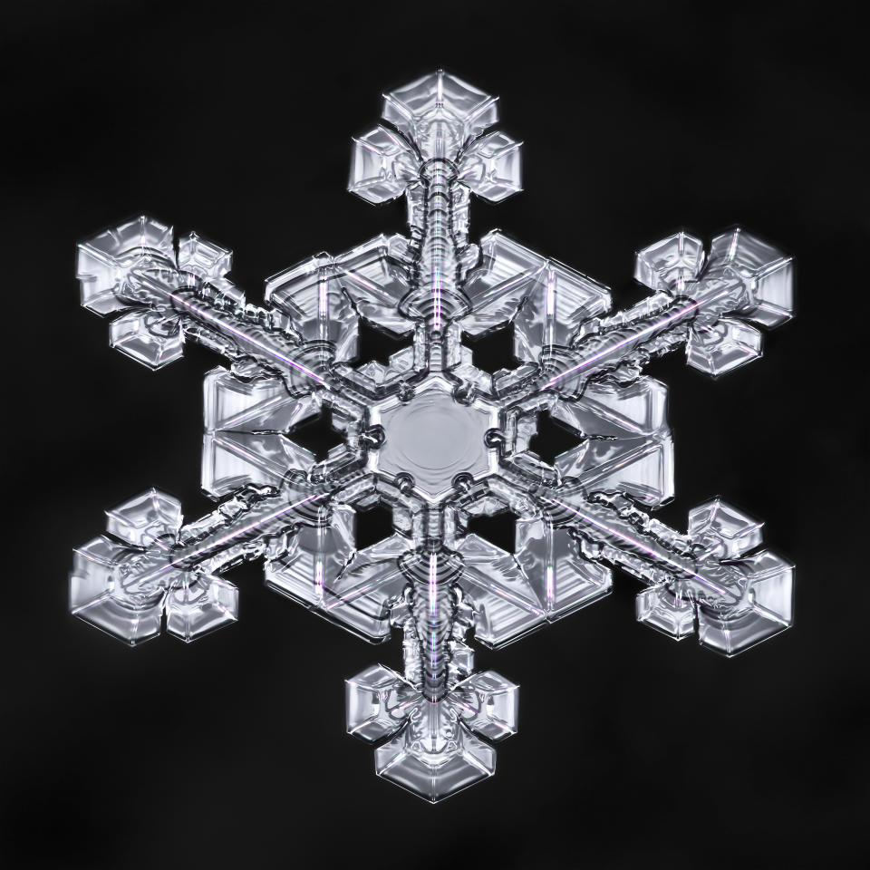 <p>Snowflakes can possess unending beauty and detail, even in a single crystal measuring only a few millimeters in diameter. (Photo: Don Komarechka/Caters News) </p>