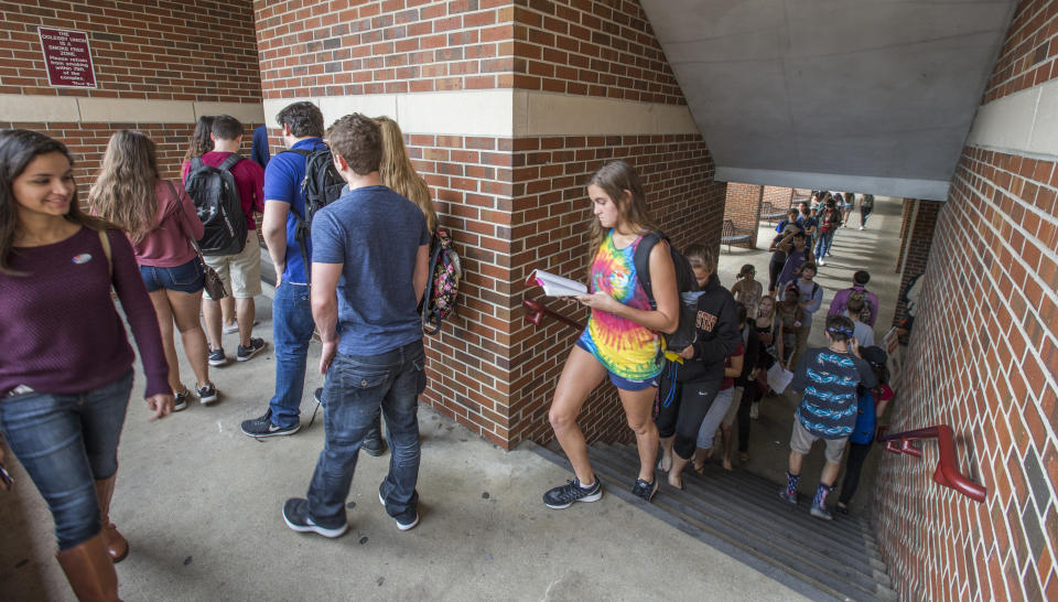 Florida State University student line up to vote at the Oglesby Union in Tallahassee, Florida, on Nov. 8.