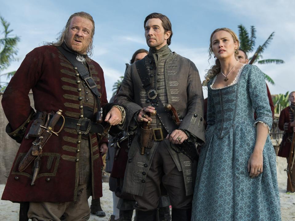 Hannah New, Luke Roberts, and Chris Larkin in "Black Sails."