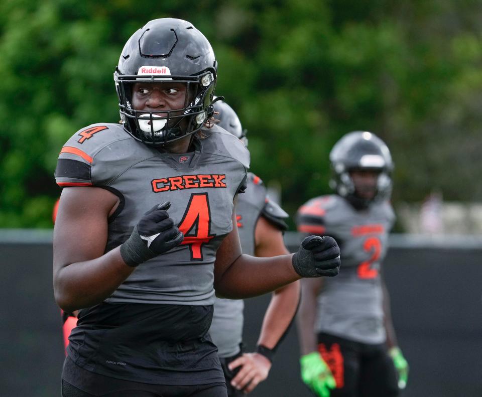 Spruce Creek's Derry Norris (4) during a spring game with Oakleaf at Spruce Creek in Port Orange, on May 26.