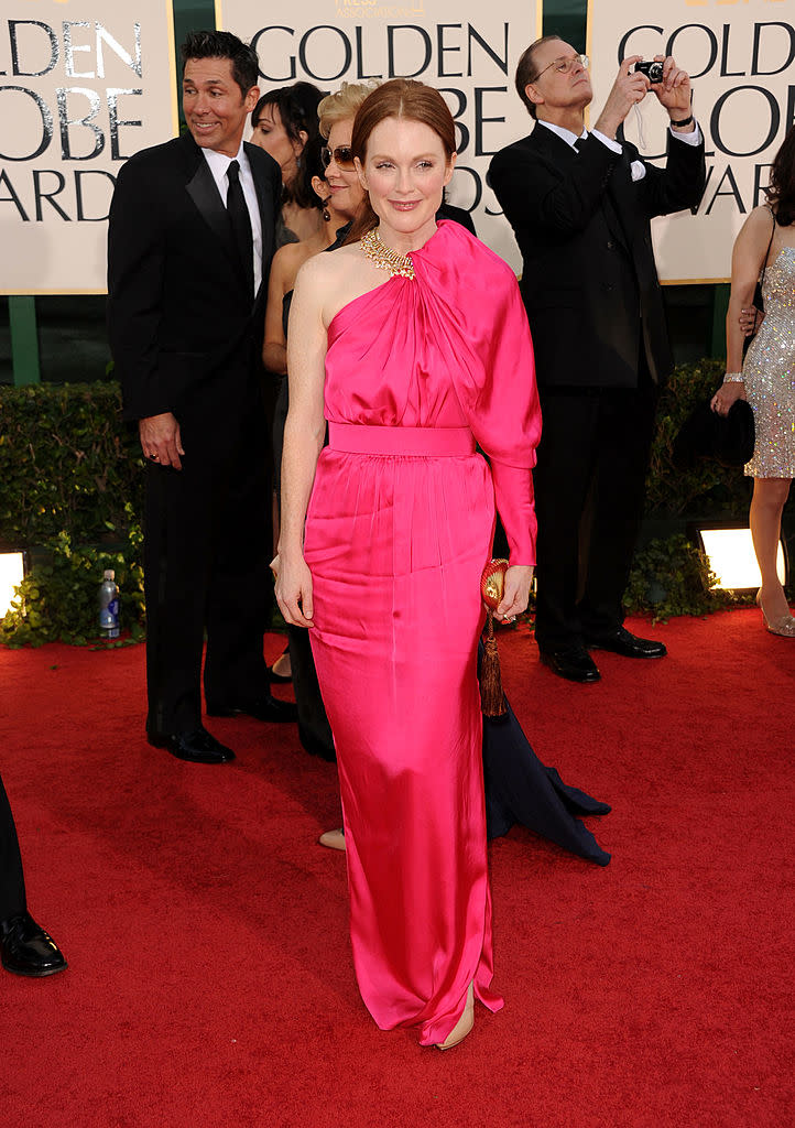 Julianne Moore, 2011 Golden Globe Awards, hot pink Lanvin gown, Jan. 16, Los Angeles 