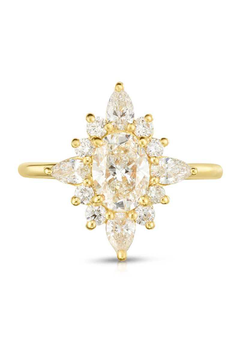 <p> <em><strong>Douglas Elliott for Marisa Perry </strong>Atelier Diamond Cluster Ring in 18K yellow gold, price upon request, <a href="https://www.marisaperry.com/diamond-cluster-ring-18k-yellow-gold-marisa-perry-by-douglas-elliott/" rel="nofollow noopener" target="_blank" data-ylk="slk:marisaperry.com;elm:context_link;itc:0;sec:content-canvas" class="link ">marisaperry.com</a>.</em></p><p><a class="link " href="https://www.marisaperry.com/diamond-cluster-ring-18k-yellow-gold-marisa-perry-by-douglas-elliott/" rel="nofollow noopener" target="_blank" data-ylk="slk:SHOP;elm:context_link;itc:0;sec:content-canvas">SHOP</a></p>