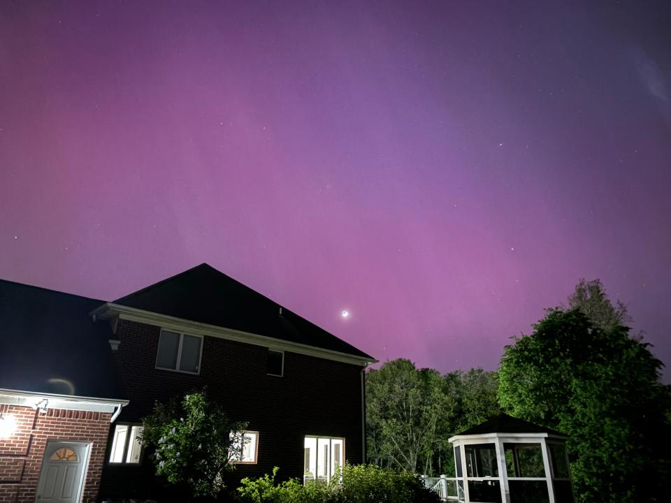 The northern lights, or aurora borealis, as seen in Oakland Township on Friday, May 10, 2024.