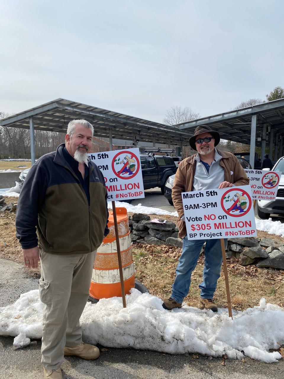 Protesters of BP Proposal Outside Dighton Elementary School on March 5, 2022