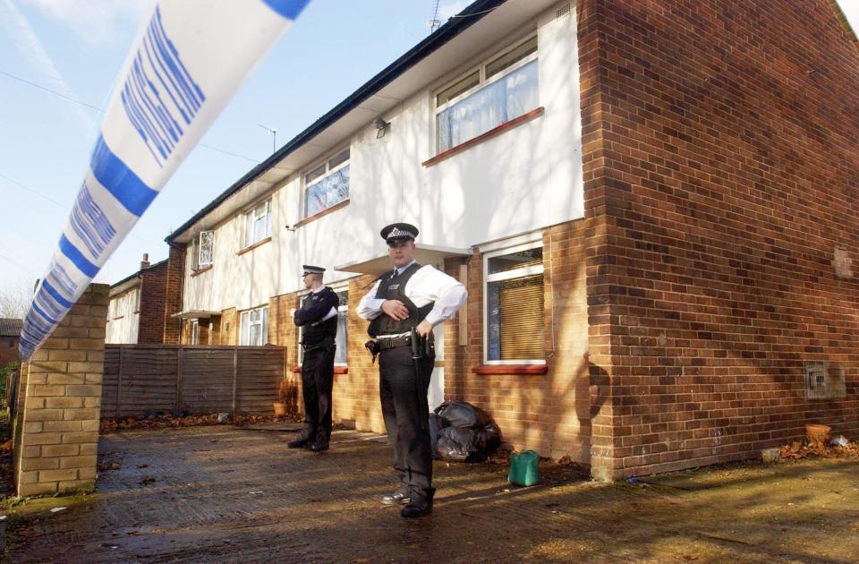 Police stand outside the house where Levi Bellfield's was arrested in West Drayton, West London. Mr Bellfield was arrested in connection with the murder of french student Amilie Delagrange who was found dead on Twickenham green in August 2004. The man is also being questioned over the attempted murder and robbery of a woman near the same green in November 2002.   (Photo by Chris Young - PA Images/PA Images via Getty Images)