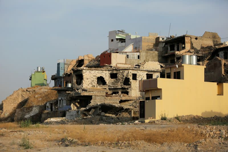 A view shows the destroyed houses in the old city of Mosul