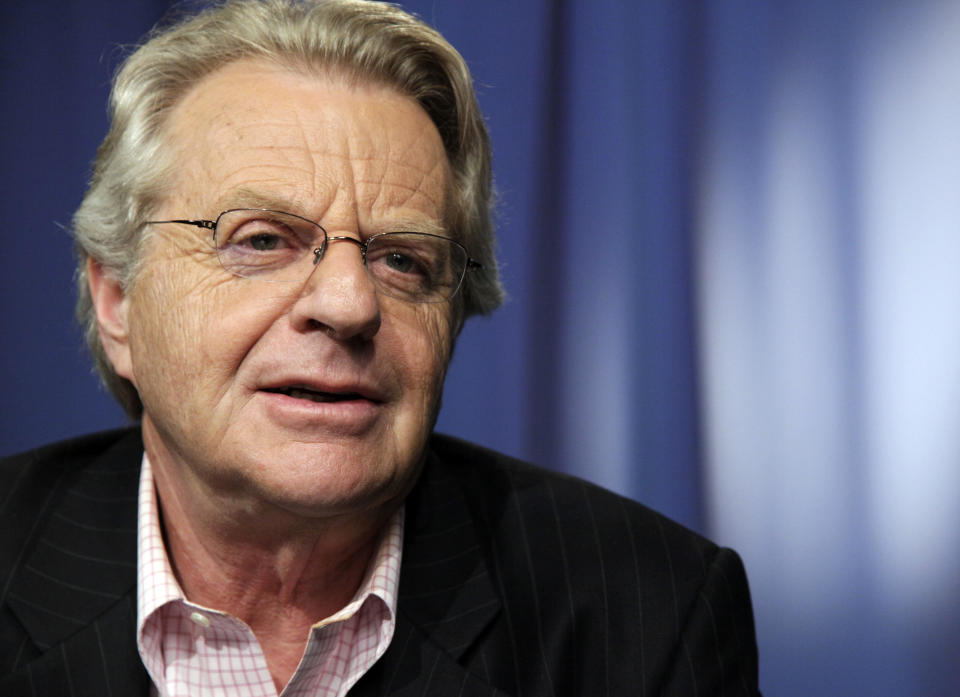 In this April 15, 2010, file photo, talk show host Jerry Springer speaks in New York. / Credit: Richard Drew / AP