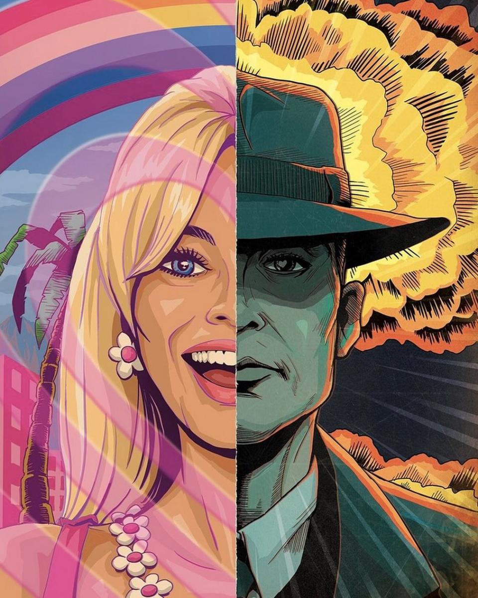 Barbie/Oppenheimer mashup posters