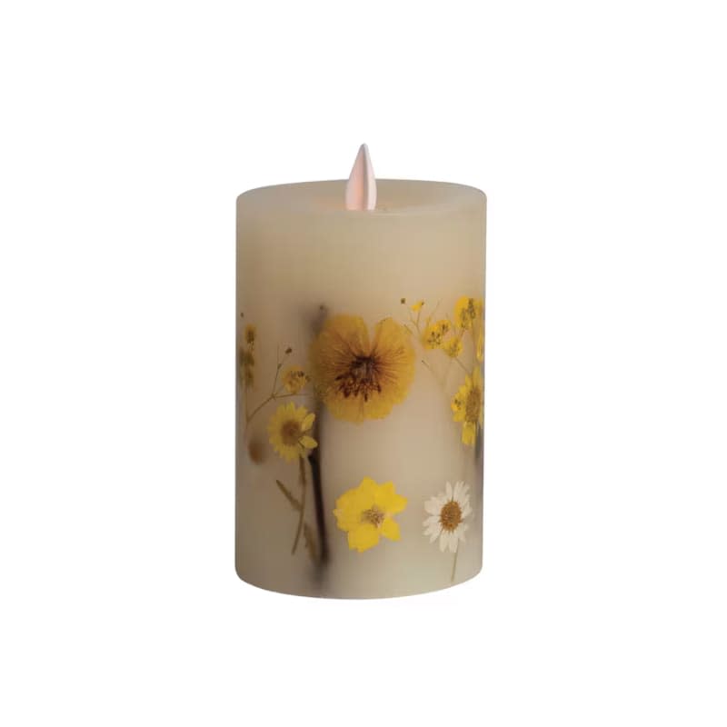 Pillar LED Candle with Daisy Inlay