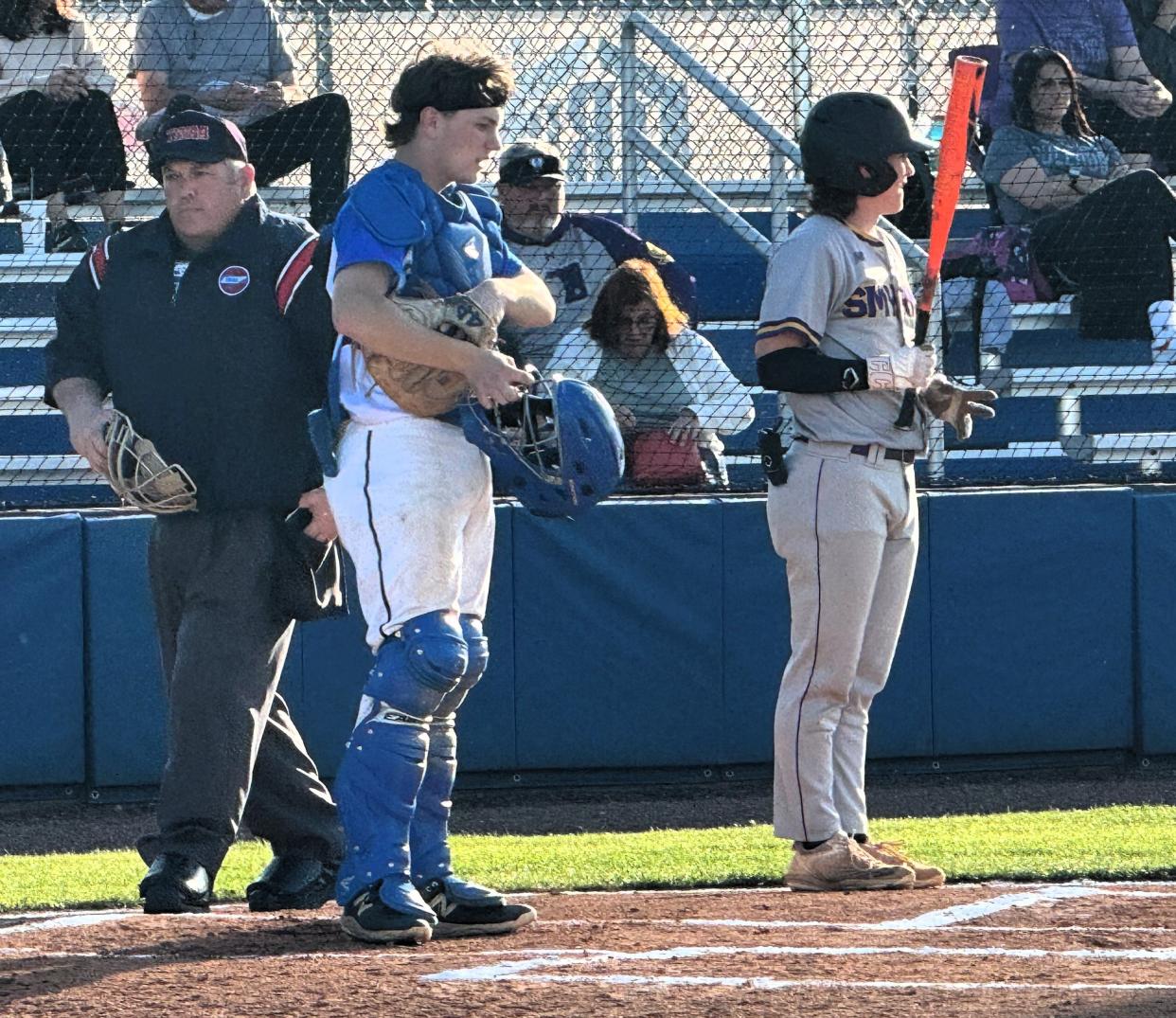 La Vergne catcher Ashton Keck prepares to begin an inning during a recent game vs. Smyrna.