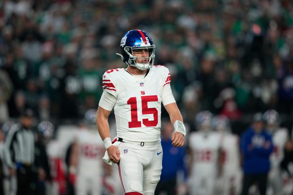 Giants' Tommy DeVito during the game at Philadelphia on Monday, Dec. 25, 2023. (AP Photo/Matt Slocum)