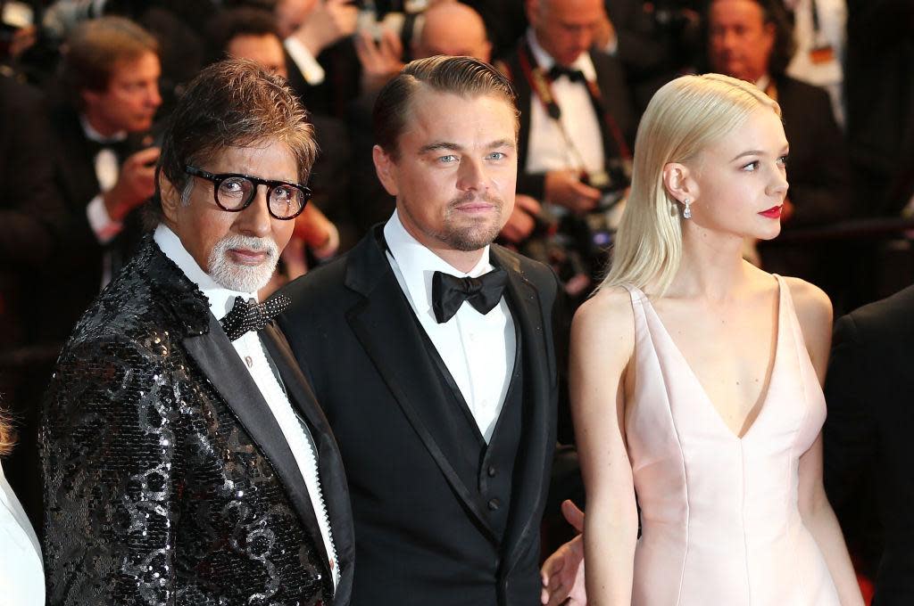 Amitabh Bachchan alongside fellow actors Leonardo DiCaprio and Carey Mulligan at the 2013 Cannes premiere of 'The Great Gatsby': WireImage