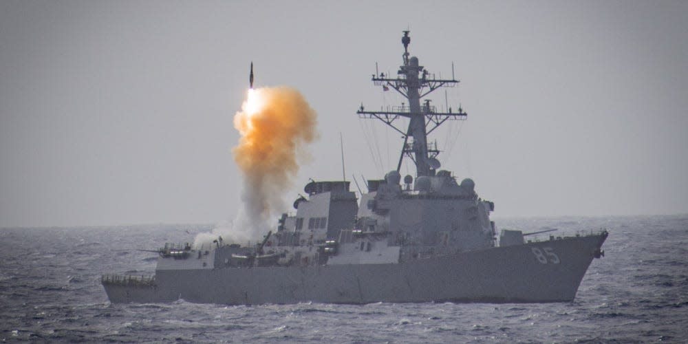 The Arleigh Burke-class guided-missile destroyer USS McCampbell (DDG 85) launched a Standard Missile (SM) 2 during a missile exercise (MSLEX).