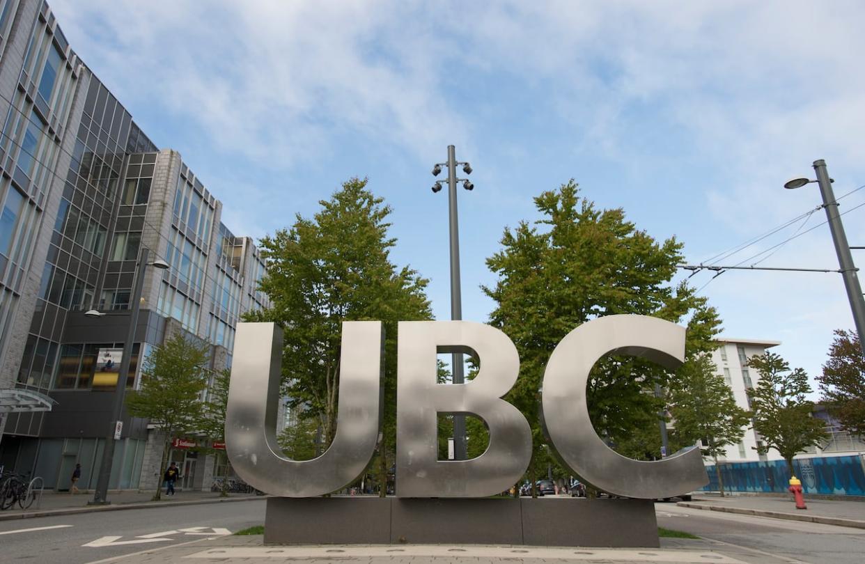 The UBC sign is pictured at the University of British Columbia in Vancouver in April 2019. (Jonathan Hayward/The Canadian Press - image credit)