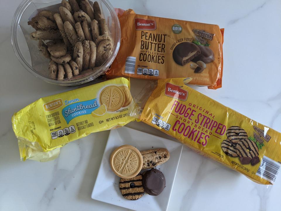 Aldi cookies in original packaging on countertop