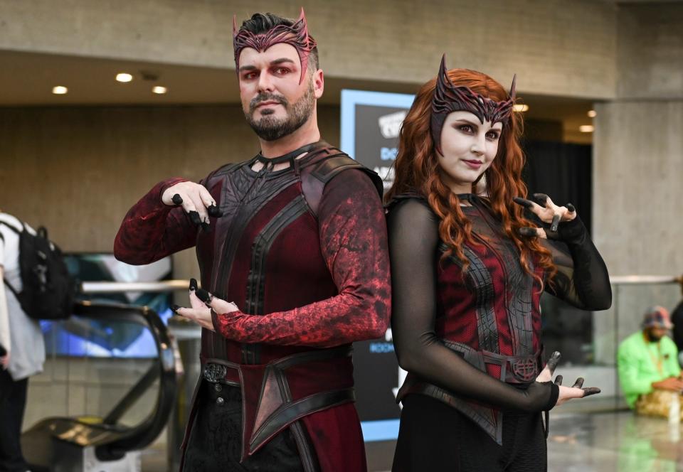 Cosplayers dressed as Scarlet Witch at New York Comic Con 2022.