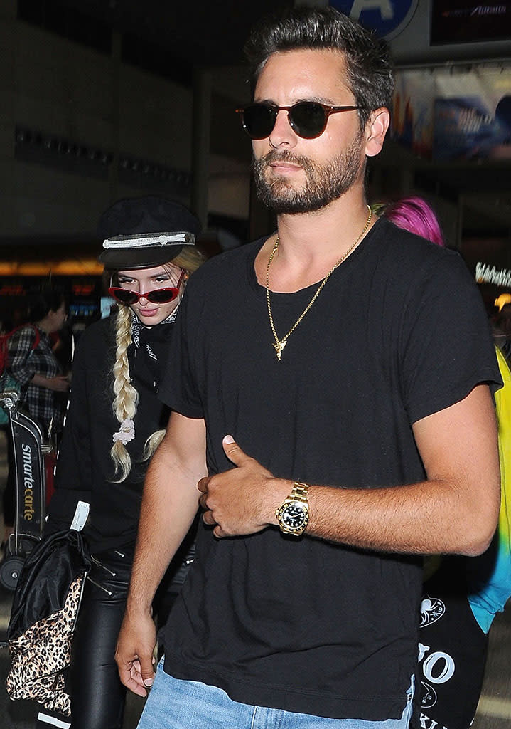 Bella Thorne and Scott Disick, who want us to think there is something going on between them, at LAX together on May 22.(Photo: BACKGRID)