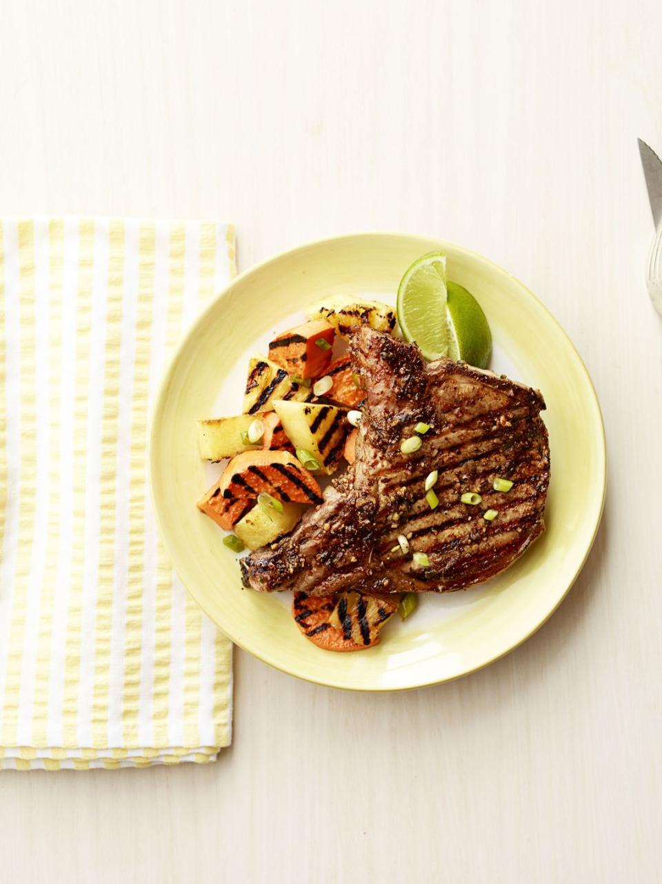 Jerk Pork Chops with Grilled Pineapple