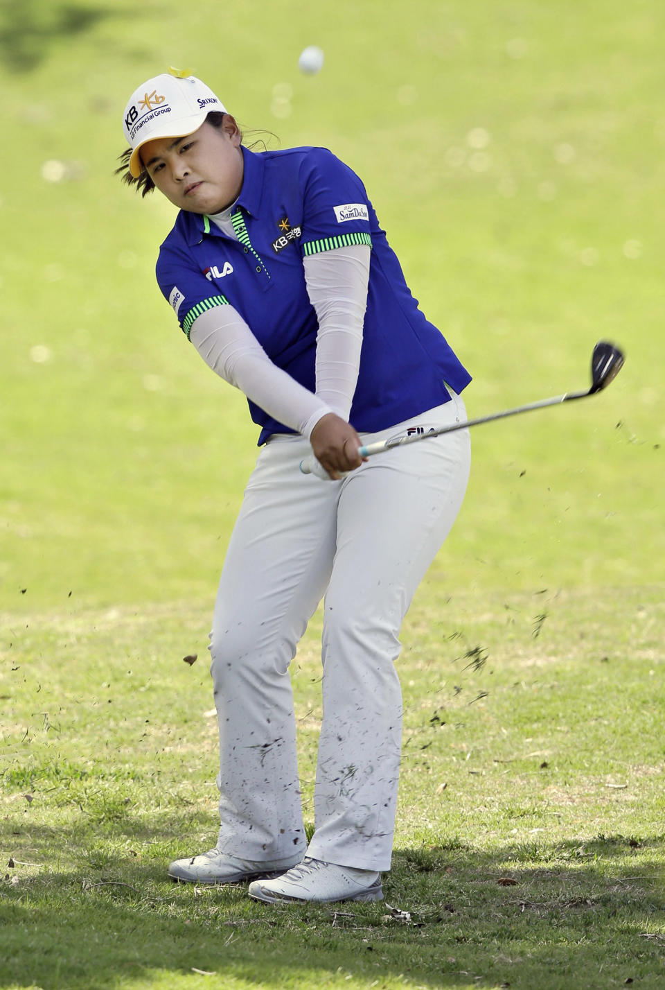 Inbee Park, of South Korea, hits on the first green during the second round of the North Texas LPGA Shootout golf tournament at Las Colinas Country Club in Irving, Texas, Friday, May 2, 2014. (AP Photo/LM Otero)