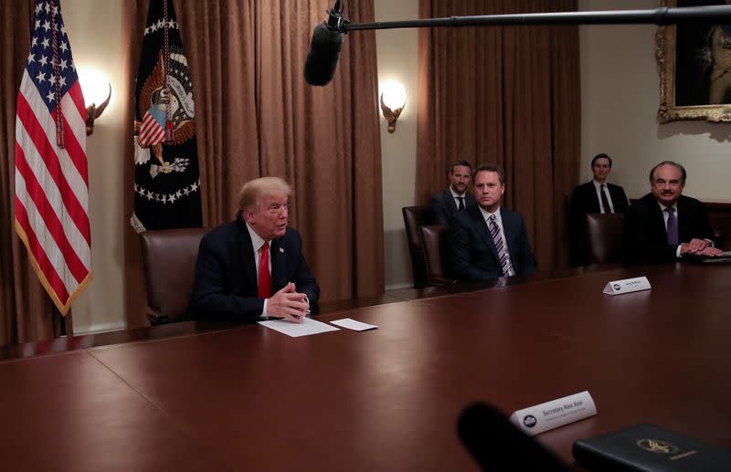 U.S. President Trump meets with industry executives on the coronavirus response at the White House in Washington