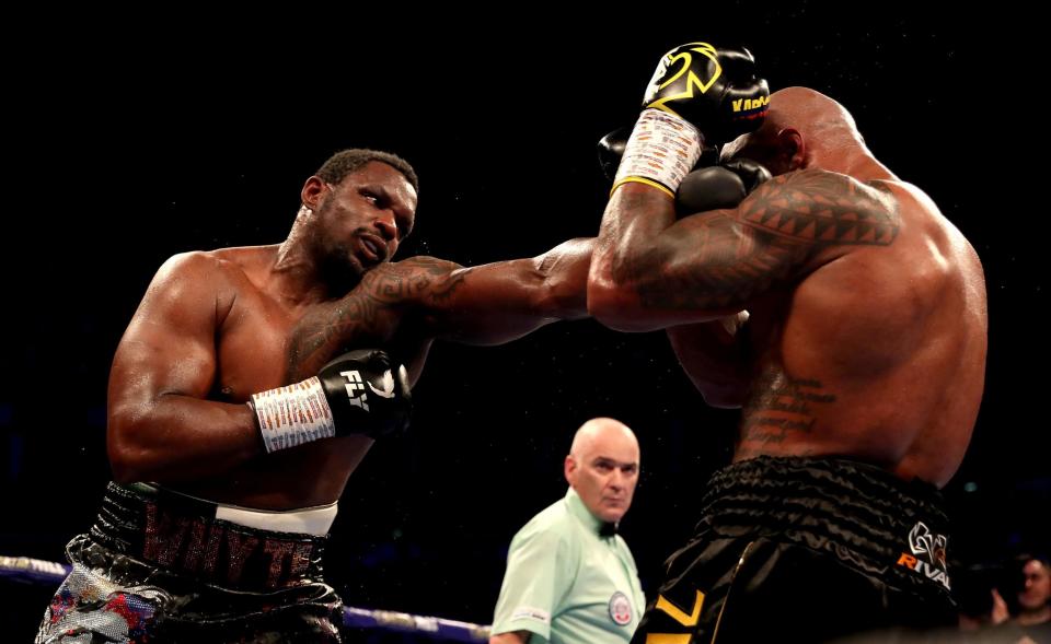 Dillian Whyte has become the mandatory challenger for Deontay Wilder’s WBC heavyweight title after beating Oscar Rivas.In a huge heavyweight eliminator, Whyte extended his professional record to 26-1 after an unanimous decision win at the O2 Arena, recovering from a ninth round knockdown to seal a win on the judges' cards. The win also sees the Brixton fighter become the WBC interim champion. Whyte has been ranked as the number one contender by the WBC since November 2017 but victory over Rivas in London should guarantee him a second shot at a world title. He may may have to wait, however, with Wilder eyeing rematches with Luis Ortiz and Tyson Fury.Whyte landed a huge right upstairs against his Colombian opponent early in the second round with Rivas absorbing some heavy punishment before coming back with some powerful punches of his own.Whyte’s control of the contest grew as it wore on however, landing the more telling shots with Rivas, previously unbeaten in 26 fights, looked bereft of ideas. The momentum shifted completely however in the ninth when Rivas landed a fine uppercut to send Whyte to the mat.While Whyte made the referee's count, Rivas swarmed his opponent for the remainder of the round with Whyte forced to cling on – albeit landing an eye-catching upper cut of his own before the bell. Whyte rallied on however, finding the target in the final three rounds to end any debate over which direction the fight was going.