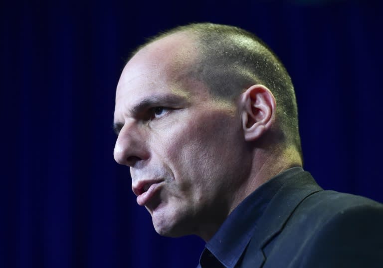 Former Greek finance minister Yanis Varoufakis gives a press conference during a Eurogroup meeting in Brussels on June 27, 2015