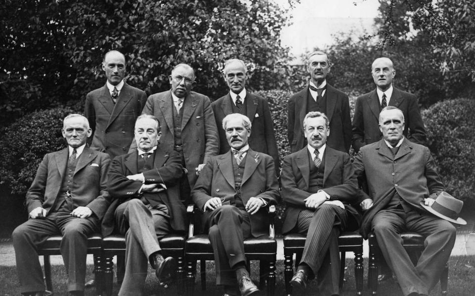 MacDonald would return as PM in 1929; his 1931 Cabinet is pictured