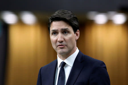 Canada's Prime Minister Justin Trudeau speaks during Question Period in the House of Commons on Parliament Hill in Ottawa, Ontario, Canada, March 18, 2019. REUTERS/Chris Wattie