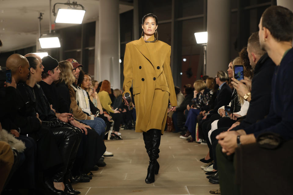 The Proenza Schouler Fall Winter collection 2020 is modeled, Monday, Feb. 10, 2020, during Fashion Week in New York. (AP Photo/Kathy Willens)