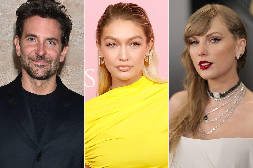 <p>Getty(3)</p> From left: Bradley Cooper, Gigi Hadid and Taylor Swift