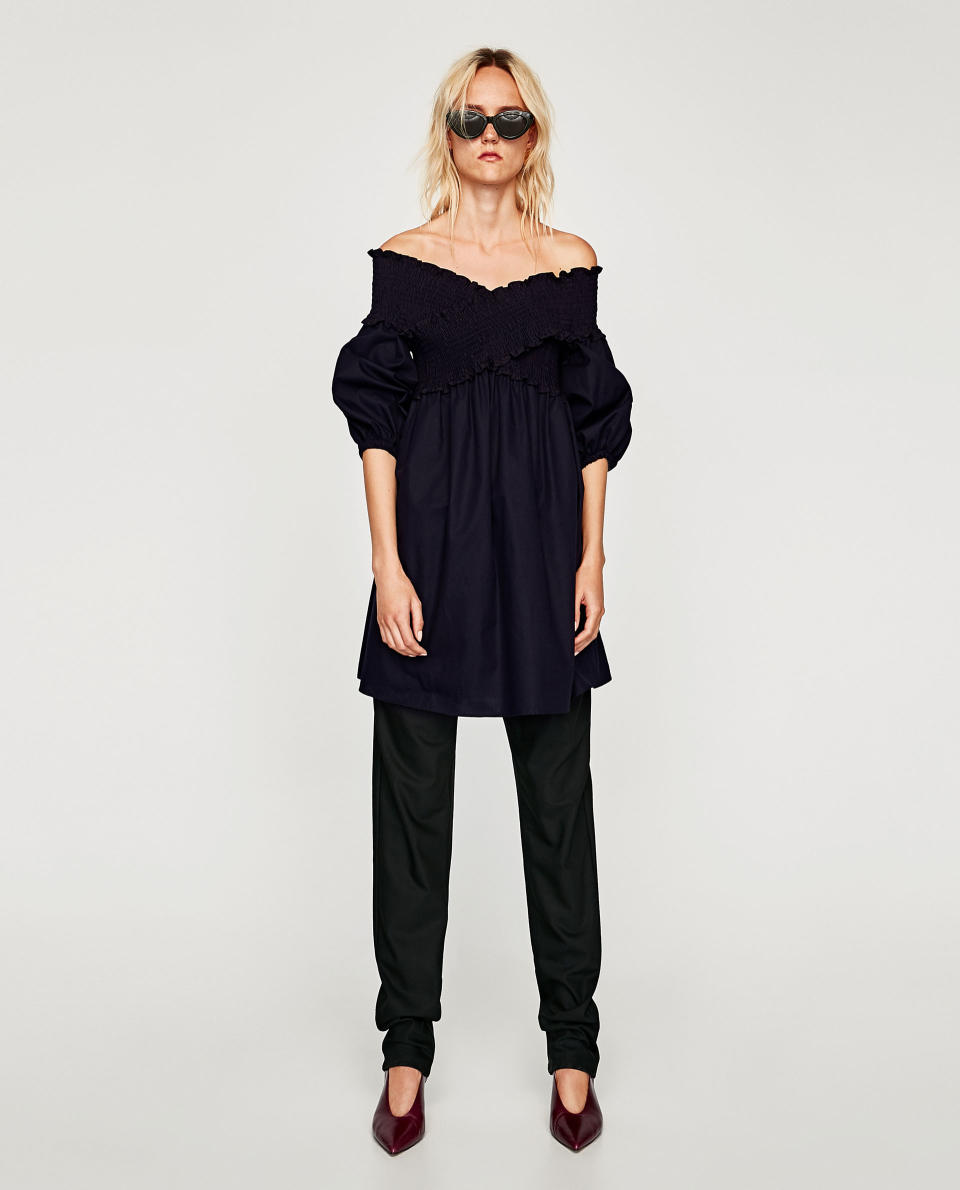 OFF-THE-SHOULDER POPLIN DRESS