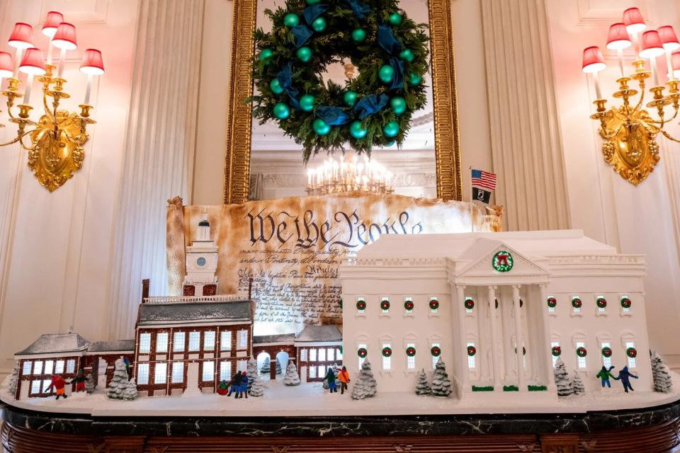 Jill Biden Unveils White House Holiday Decorations, Complete with Life-Sized Replicas of Commander and Willow