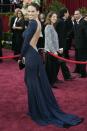 <p>Now, this is a backless dress! Hilary Swank dropped jaws in this navy Guy Laroche gown and won the Best Actress Oscar for <em>Million Dollar Baby </em>that same night. </p>