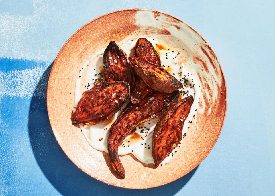 Charred Sweet Potatoes with Toum