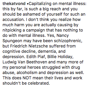 Kat Von D has been accused of romanticizing mental illness due to her Basket Case eyeliner.