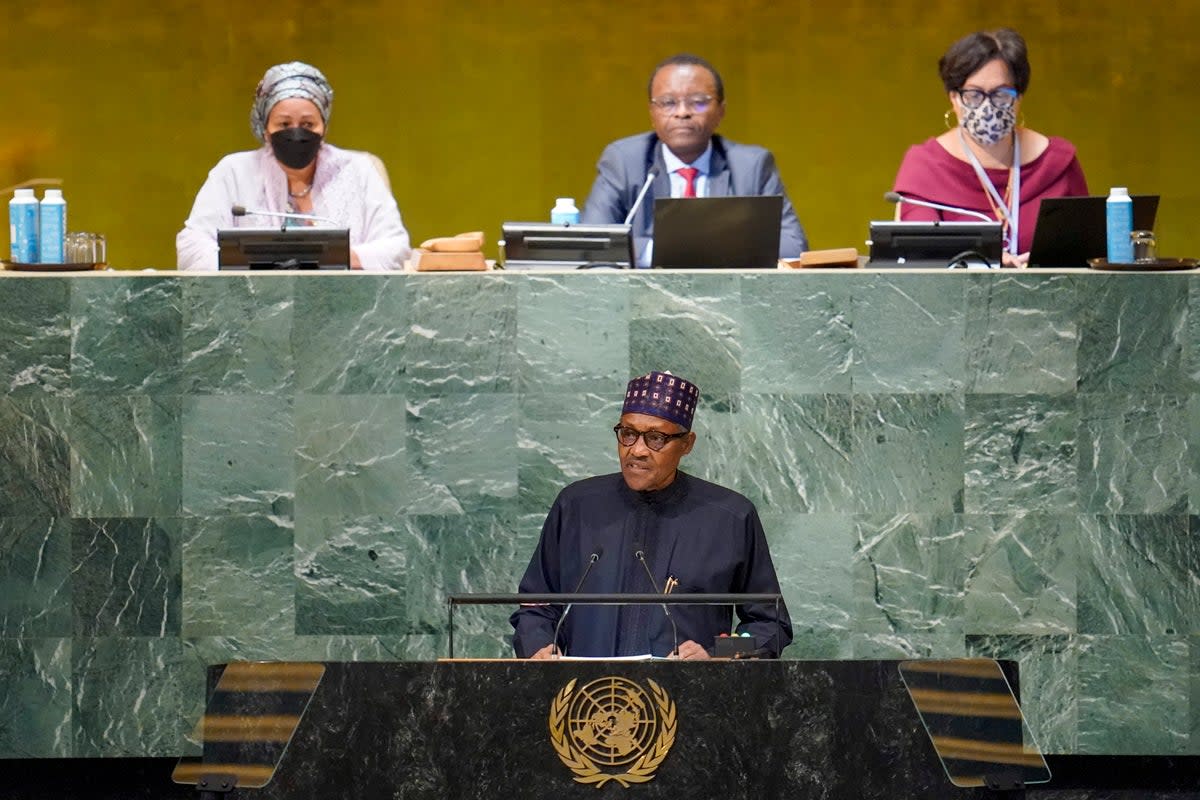 El presidente de Nigeria da un discurso ante la Asamblea General de la ONU  (Copyright 2022 The Associated Press. Todos los derechos reservados)