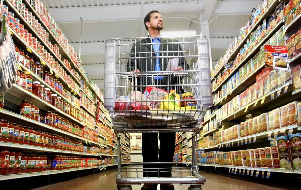 <span class="caption">Buying enough groceries with government benefits is getting easier.</span> <span class="attribution"><a class="link " href="https://www.gettyimages.com/detail/photo/man-shopping-for-groceries-royalty-free-image/114091191" rel="nofollow noopener" target="_blank" data-ylk="slk:Katrina Wittkamp/DigitalVision via Getty Images;elm:context_link;itc:0;sec:content-canvas">Katrina Wittkamp/DigitalVision via Getty Images</a></span>