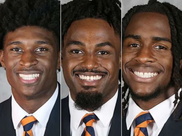 PHOTO: Football player, Lavel Davis Jr, D'Sean Perry, and Devin Chandler are pictured in the Virginia Sports website in this undated image. (Virginia Sports)