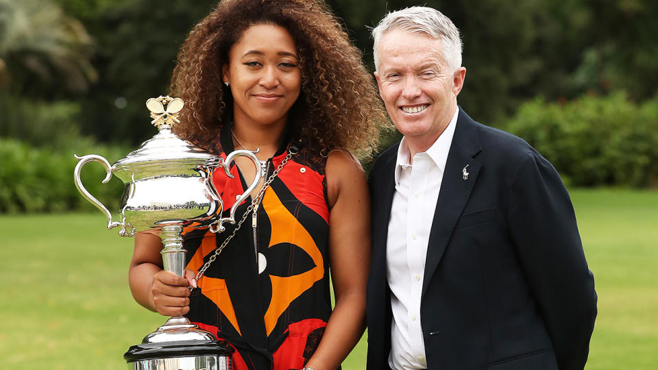 Naomi Osaka, pictured here with Craig Tiley after the 2021 Australian Open final.