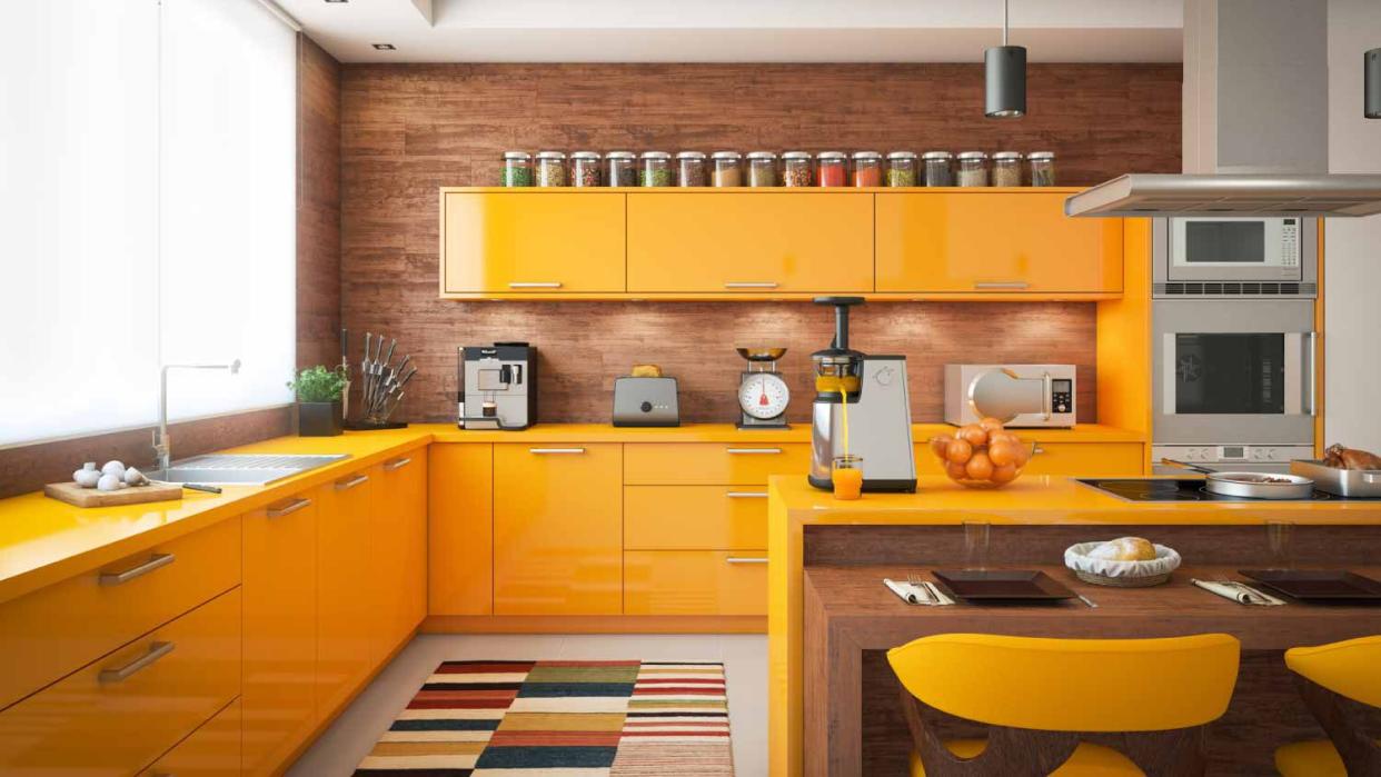Modern kitchen with yellow furniture