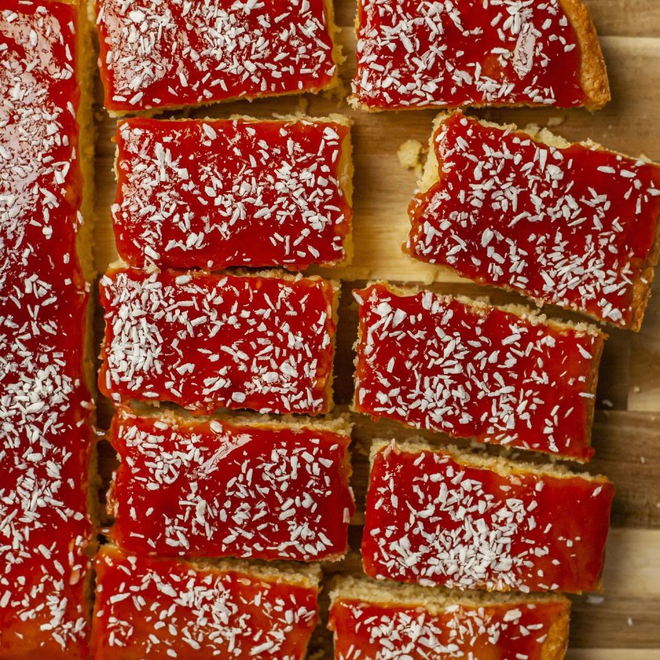 jam slice traybake cake