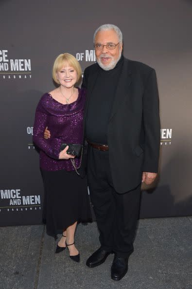 2014: Actor James Earl Jones and wife Cecilia Hart attends the Broadway opening night for 