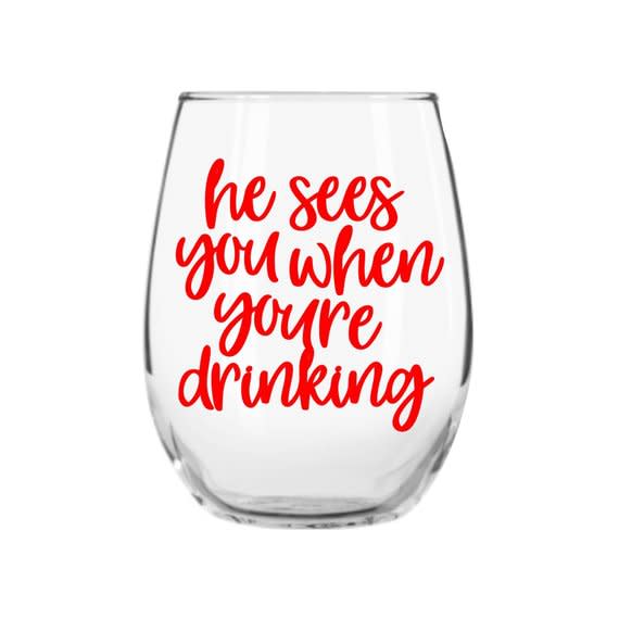 12) Holiday Wine Glass