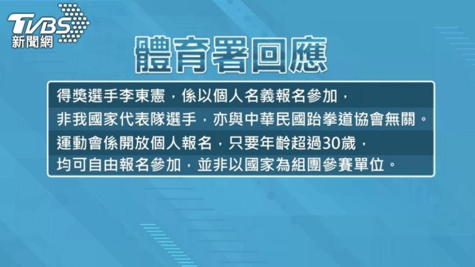 體育署回應李東憲舉五星旗事件。（圖／TVBS資料畫面）
