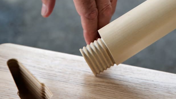 The wedge dowel slides into a pre-made slot (Picture: Ikea)