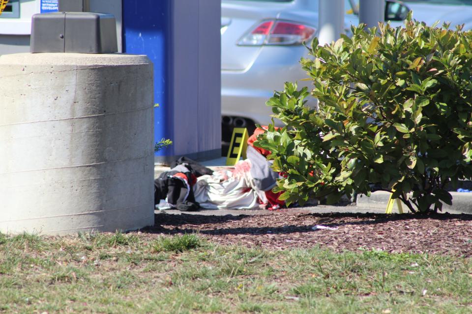 A pile of clothing left behind after a shooting in Avondale on Oct. 12, 2023.