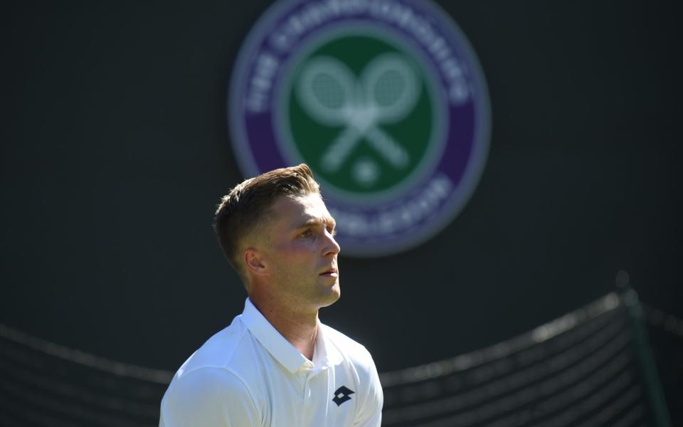 Liam Broady at Wimbledon - EDDIE MULHOLLAND 