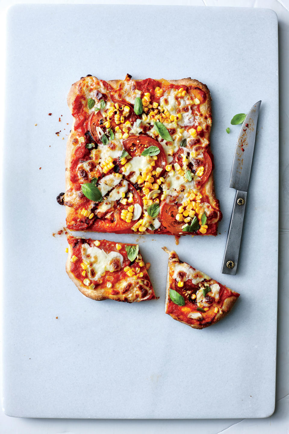 Tomato, Basil, and Corn Pizza