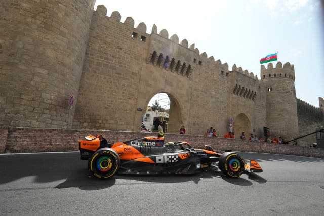 Lando Norris drives in Baku